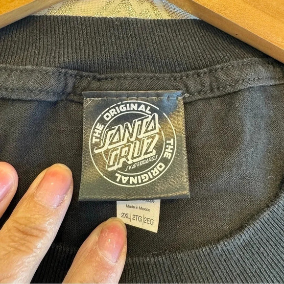 Santa Cruz Skateboard, Stripe Logo, Short Sleeve T-Shirt, Black, Size 2XL - Picture 4 of 5